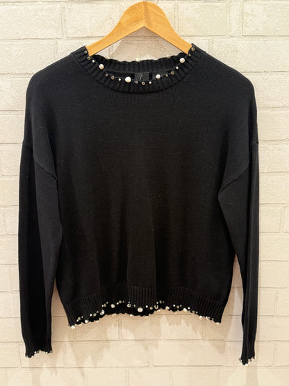 PINKO Cashmere & Cotton Ls Beaded Sweater/S