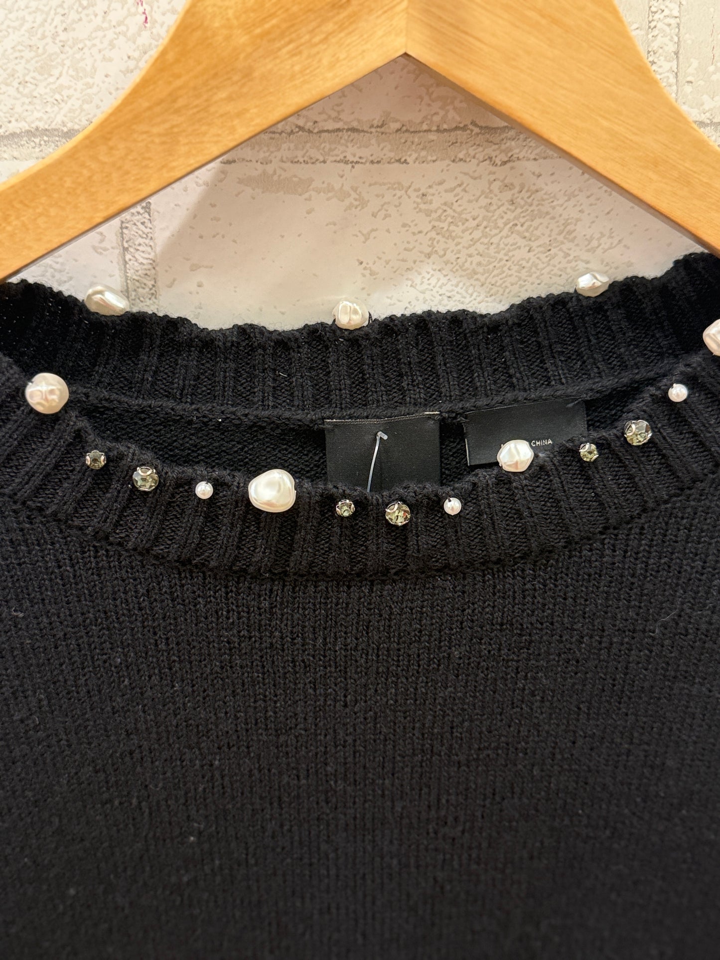 PINKO Cashmere & Cotton Ls Beaded Sweater/S