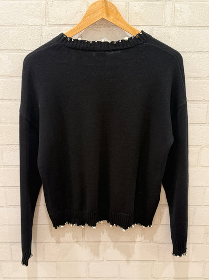 PINKO Cashmere & Cotton Ls Beaded Sweater/S