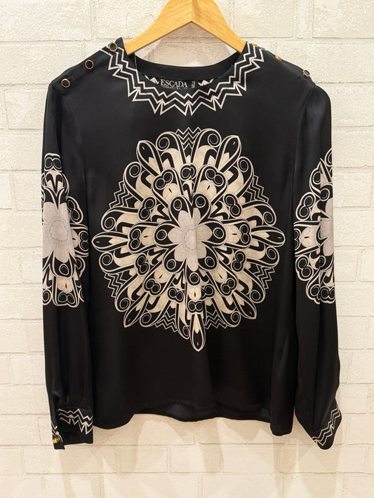 ESCADA LS Printed Silk Blouse / M