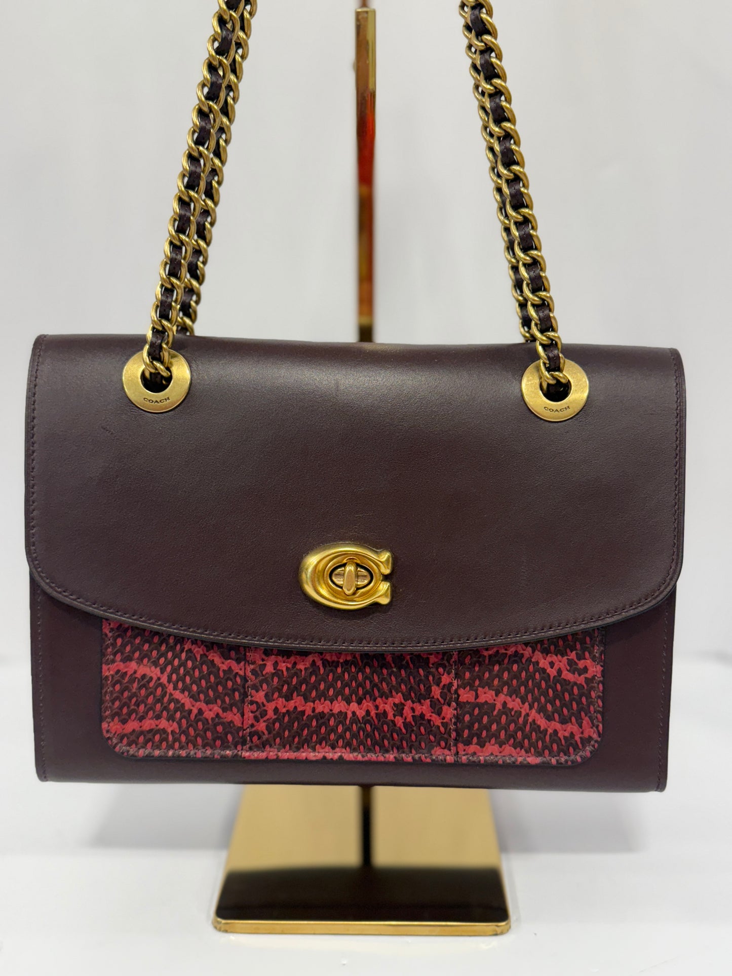 COACH NWT Crossbody Parker Bag with Snakeskin Details