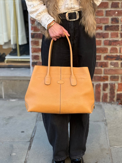 TOD'S medium Di drawstring leather tote bag