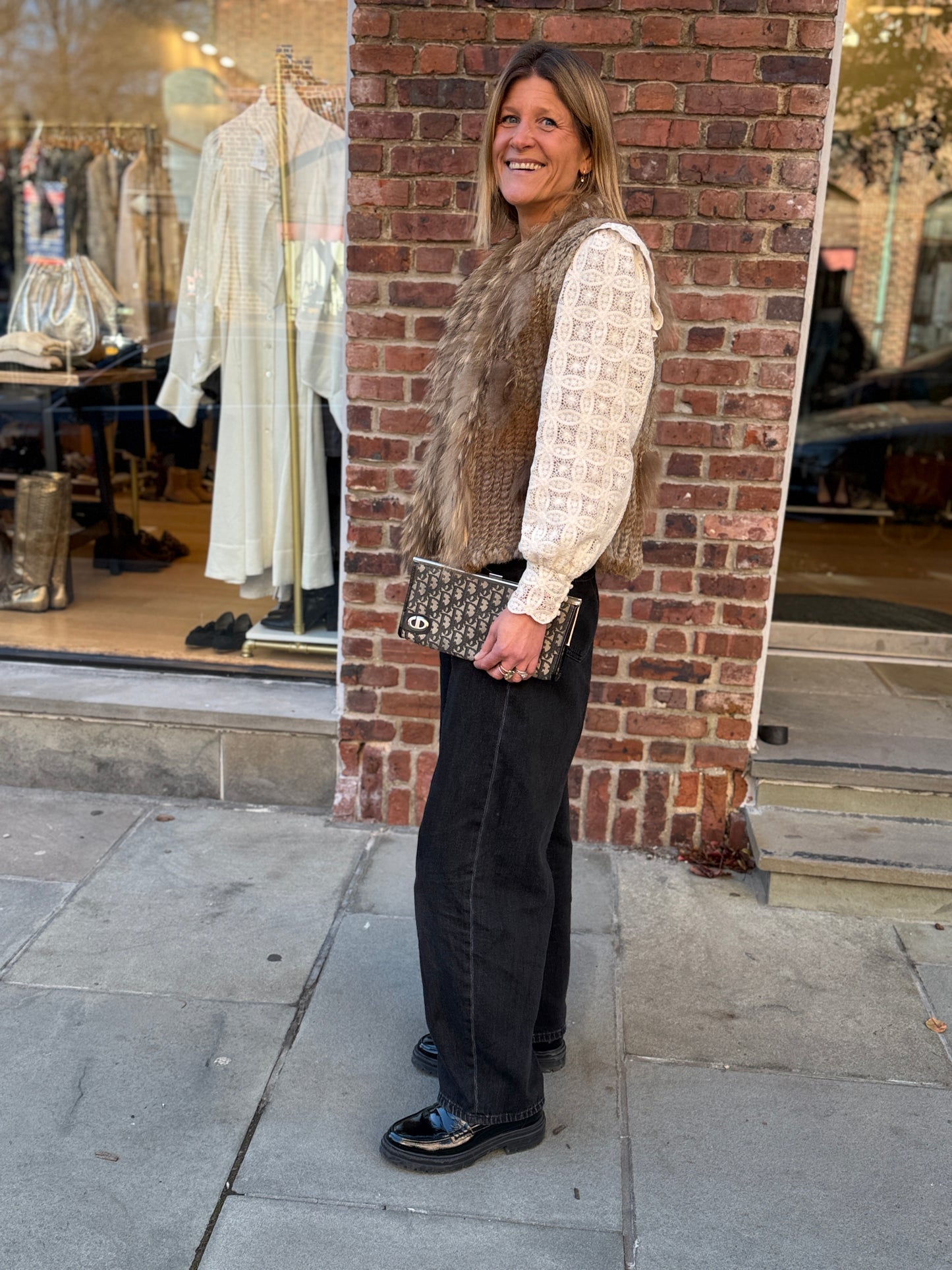 CHRISTIAN DIOR Vintage Monogram Kisslock Clutch / OS