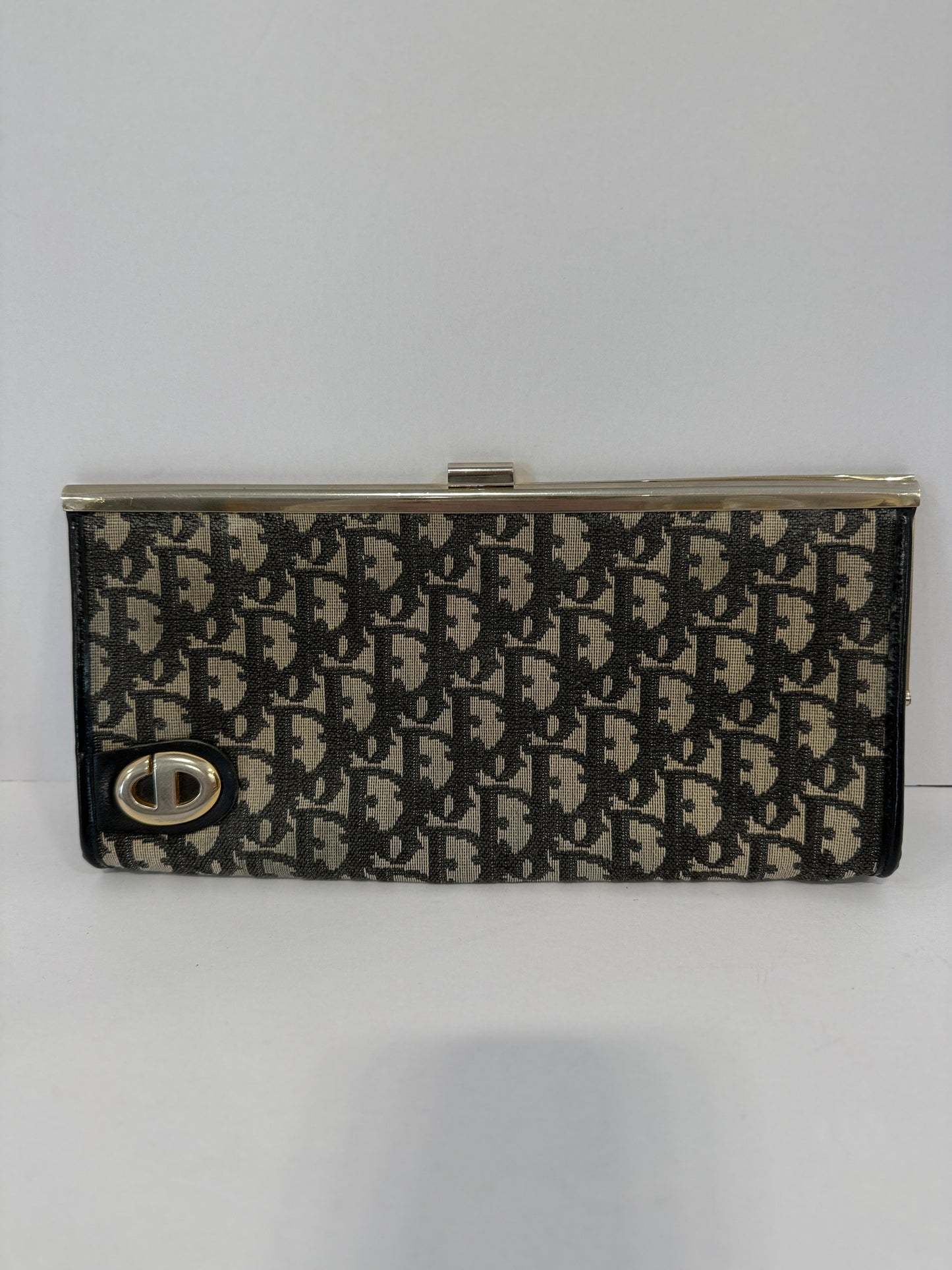 CHRISTIAN DIOR Vintage Monogram Kisslock Clutch / OS