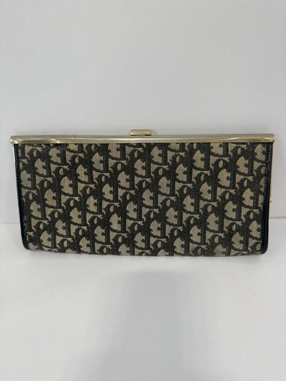 CHRISTIAN DIOR Vintage Monogram Kisslock Clutch / OS