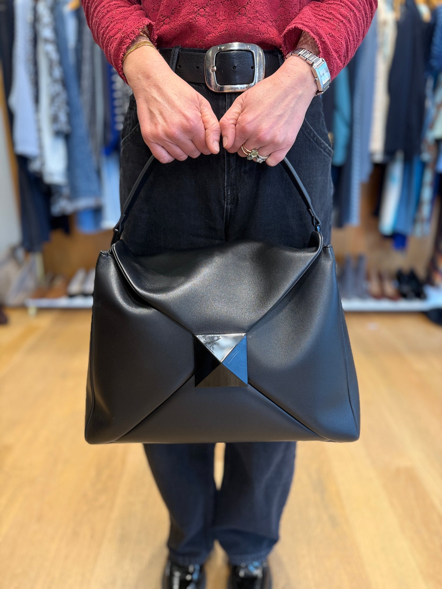 VALENTINO GARAVANI One Stud Calf Leather Tote Bag/OS