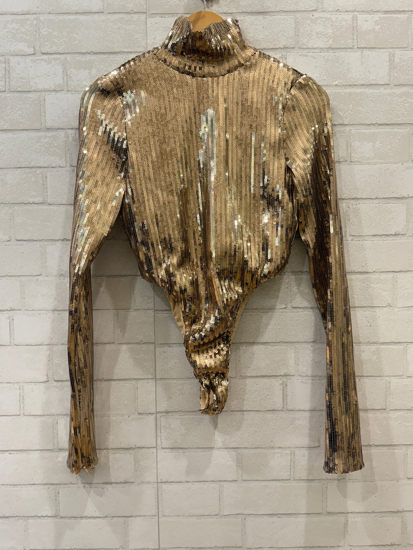 LAQUAN SMITH Gold Sequin LS Body Suit / L