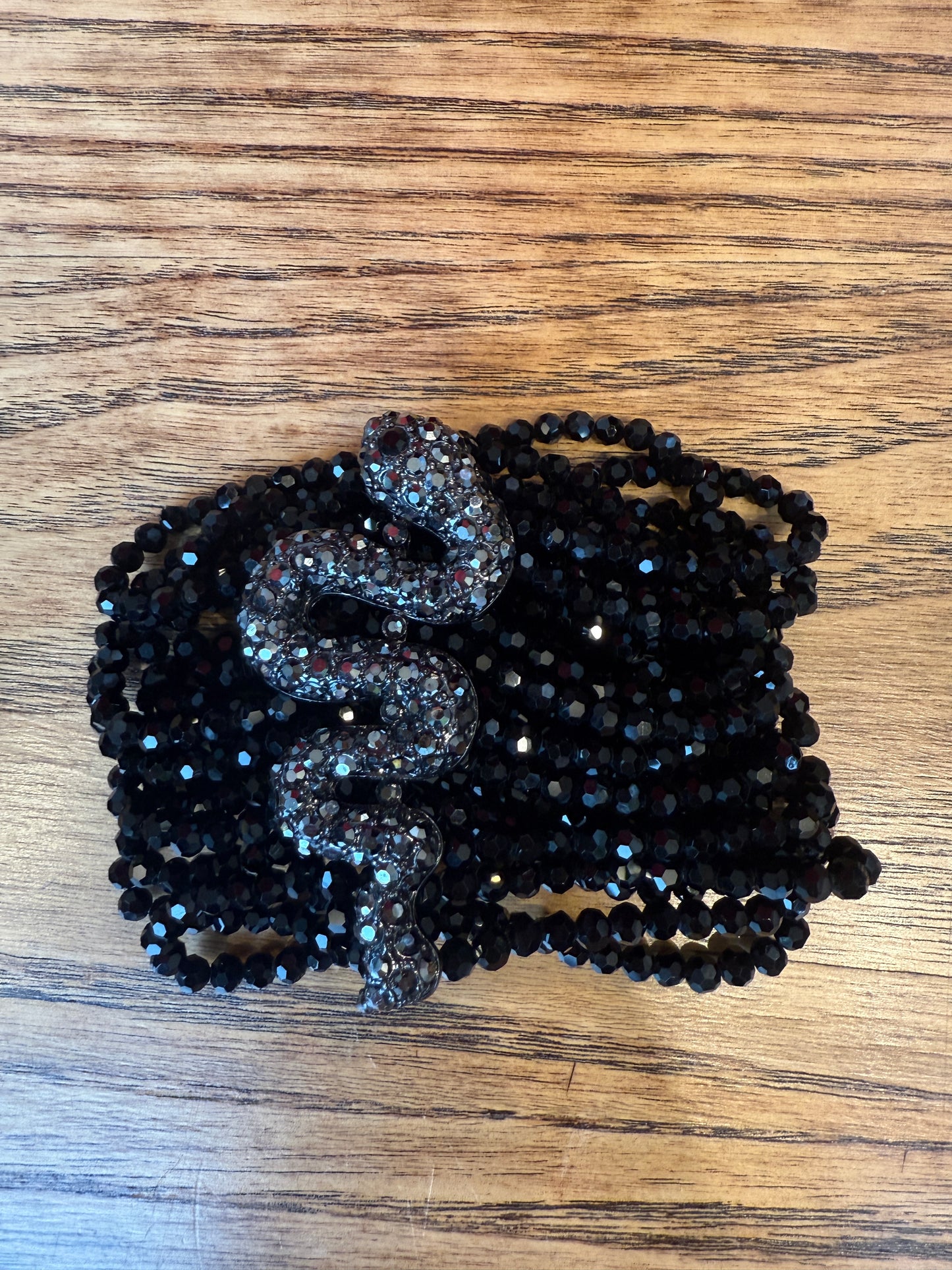 NO BRAND  Black Multi Strain Stretch Snake Bracelet/ OS