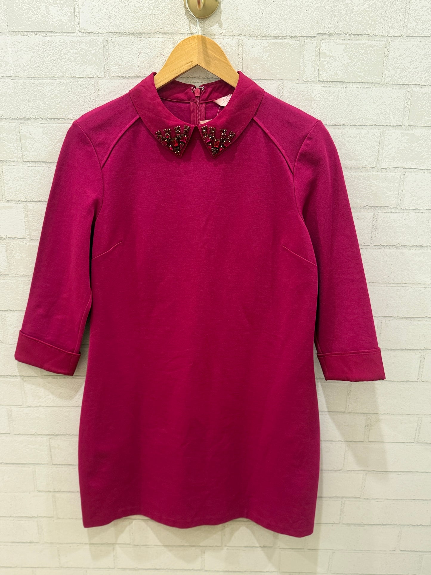 TED BAKER 3/4 Sleeves  Strass Collar Midi Dress/L