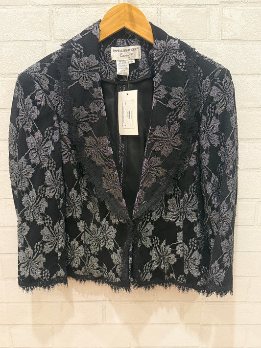PAPELL BOUTIQUE  LS Metallic Embroided Flowers Short Jacket/ US10-L