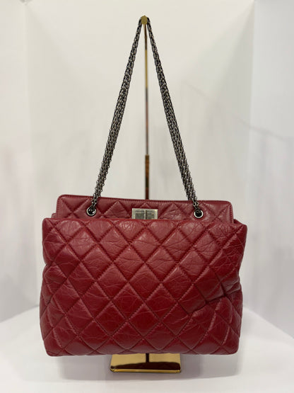 CHANEL Lambskin Red QuiltedLeather Tote Bag/OS