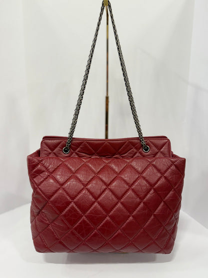 CHANEL Lambskin Red QuiltedLeather Tote Bag/OS