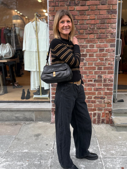 Prada Leather Shoulder Bag With Gold Hardware