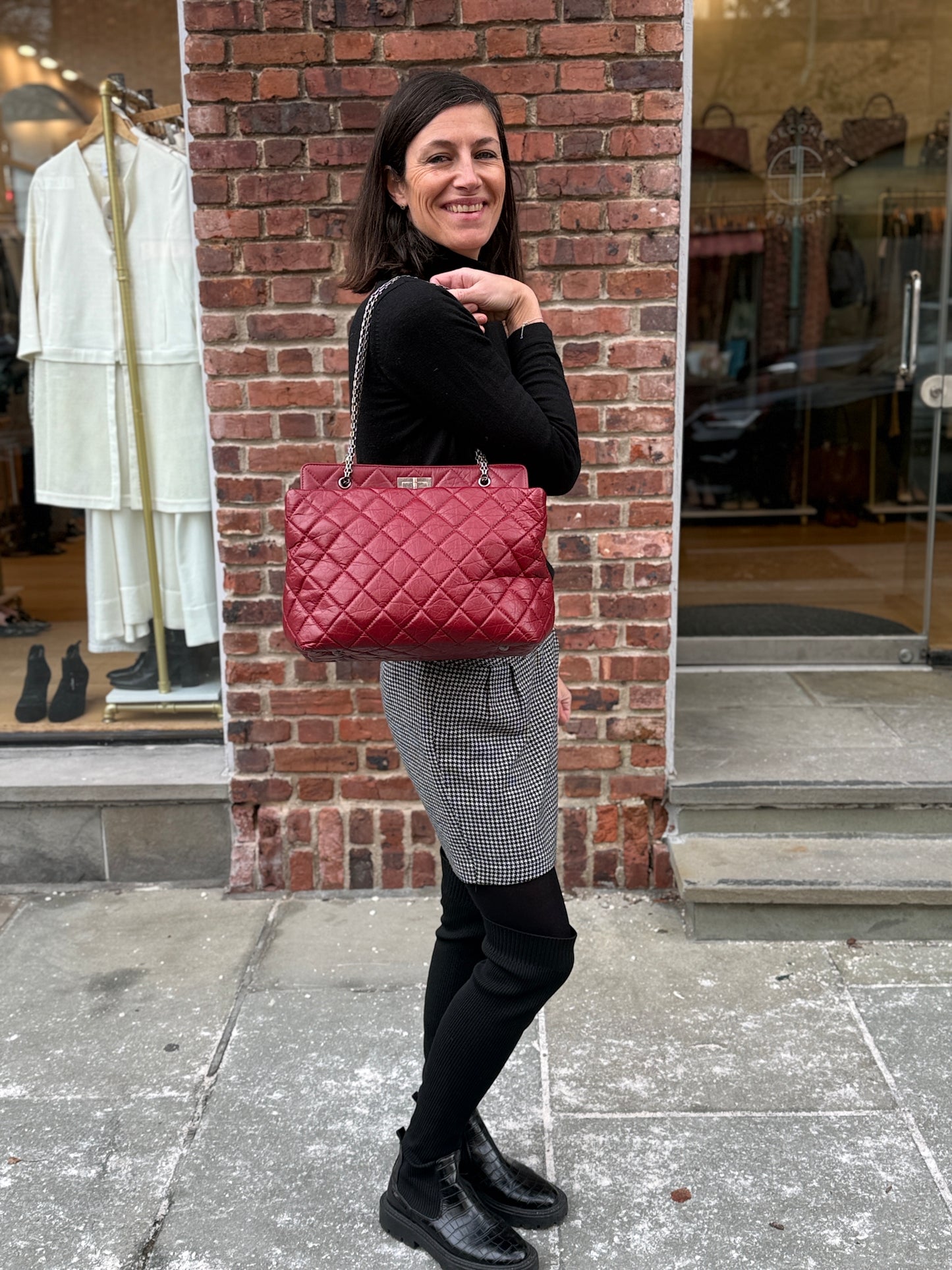 CHANEL Lambskin Red Quilted Leather Tote Bag