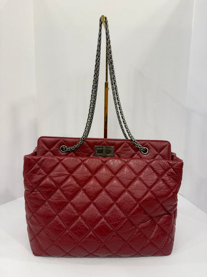 CHANEL Lambskin Red Quilted Leather Tote Bag