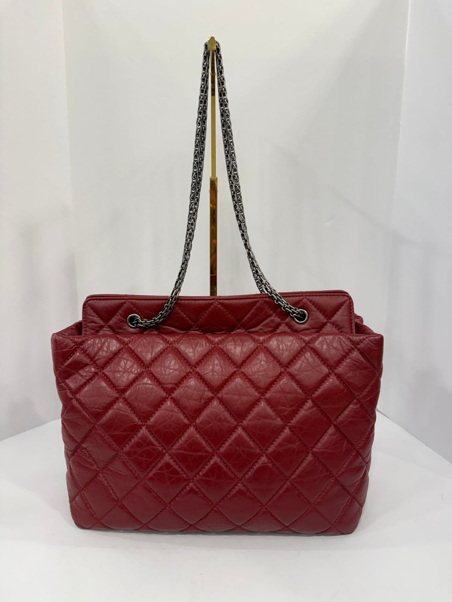 CHANEL Lambskin Red Quilted Leather Tote Bag