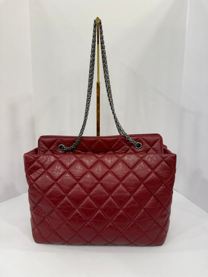 CHANEL Lambskin Red Quilted Leather Tote Bag