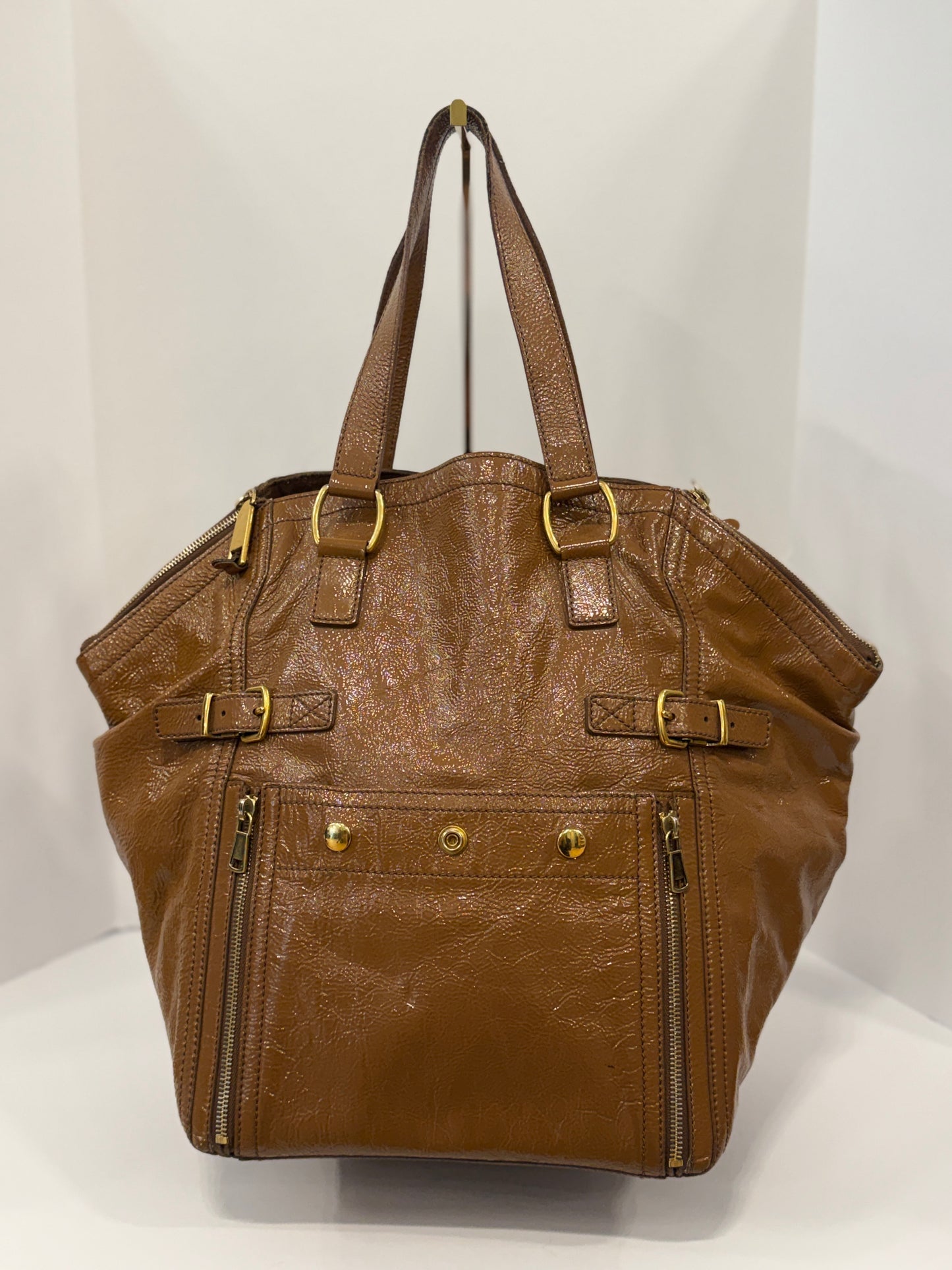 YVES SAINT LAURENT Patent Leather Down Town Tote Bag