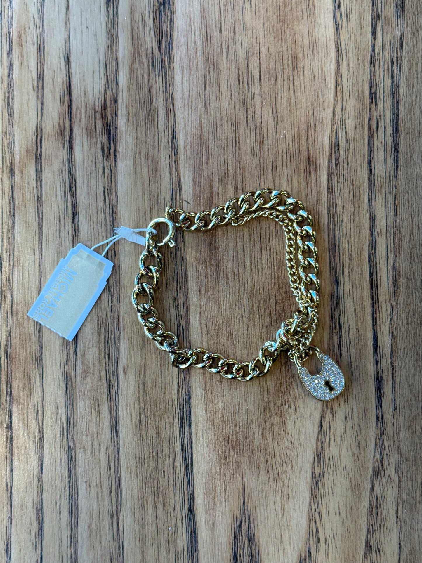 MICHAEL KORS NWS Chain Bracelet With Strass Padlock