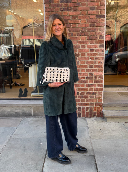 VALENTINO Rockstud Mink & leather Clutch