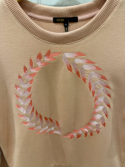 MAJE Cotton LS Printed Sweater/S