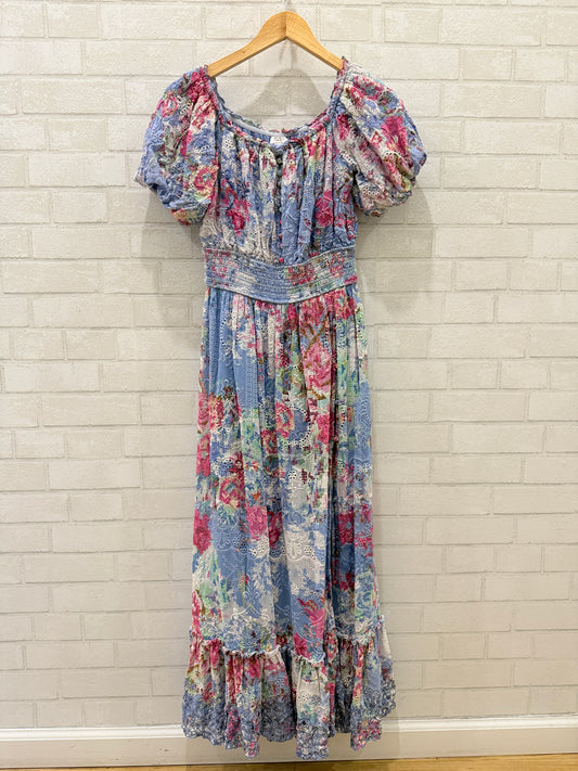 HEMANT & NANDITA SS Flower Print Skater Maxi Dress/ M