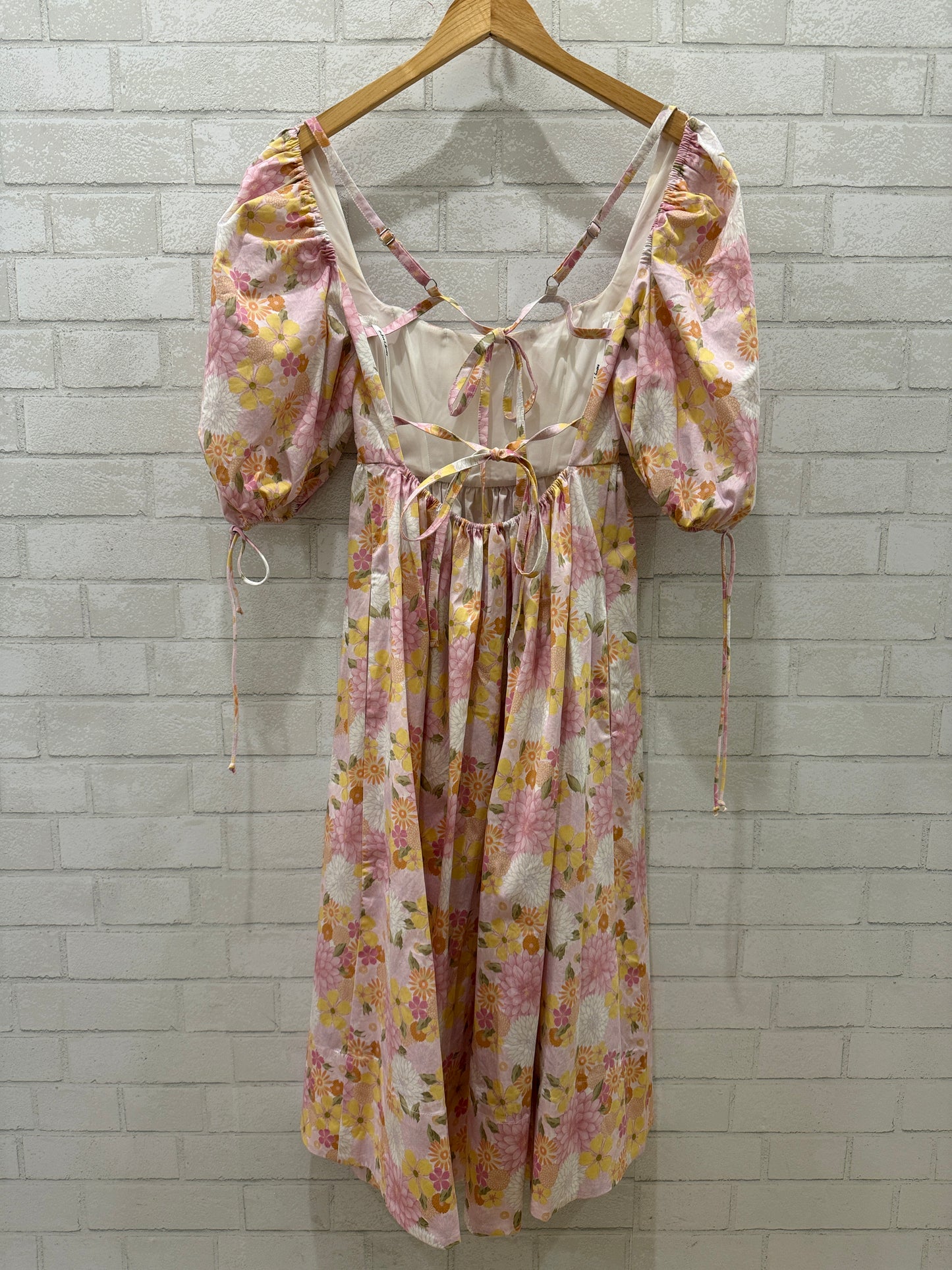 FOR LOVE & LEMONS NWT Cotton Flower Print SS Skater Midi Dress/S/