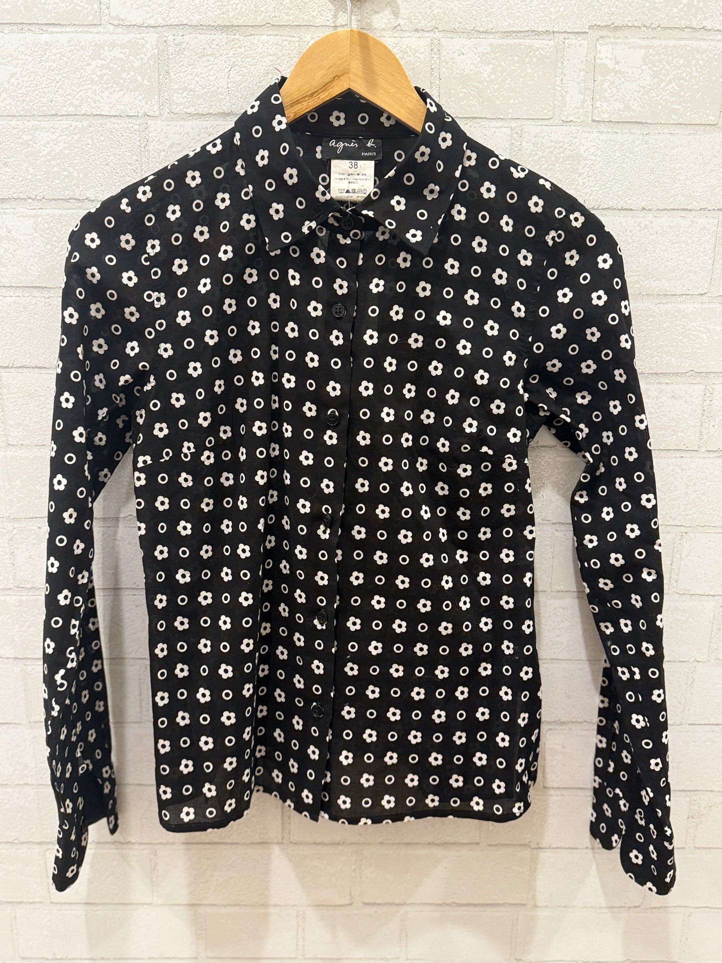 AGNES B Cotton Dress Shirt W Flowers/M-EU38