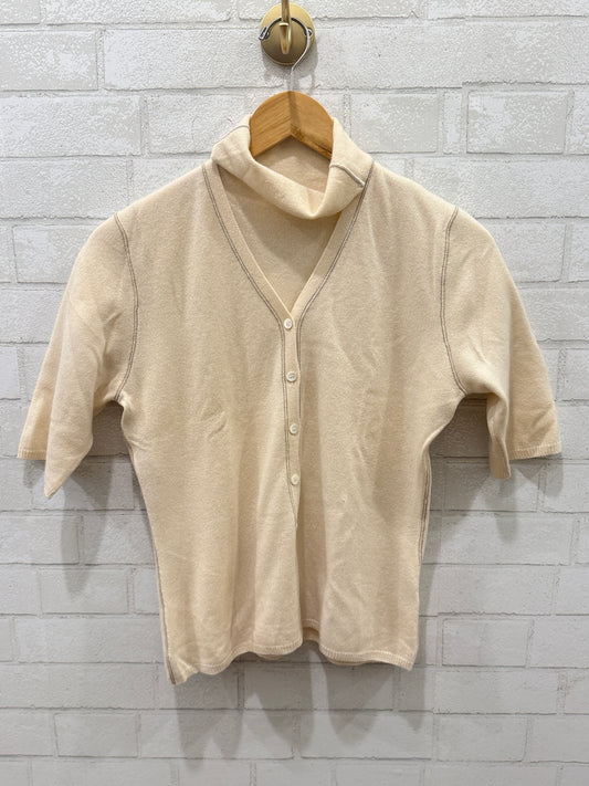 BRUNELLO CUCINELLI Cashmere SET SS Turtleneck Top+ SS Cardigan/M-EU38