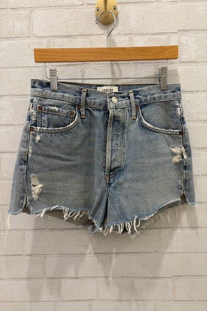 AGOLDE HIgh Rise Ripped Denim Short/ S- US26