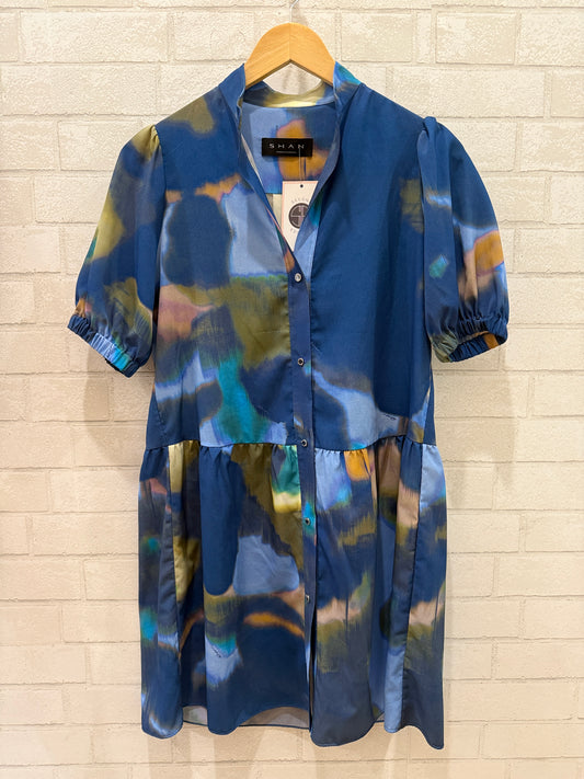 SHAN SS Buttoned Printed Shift Mini Dress/S-US2