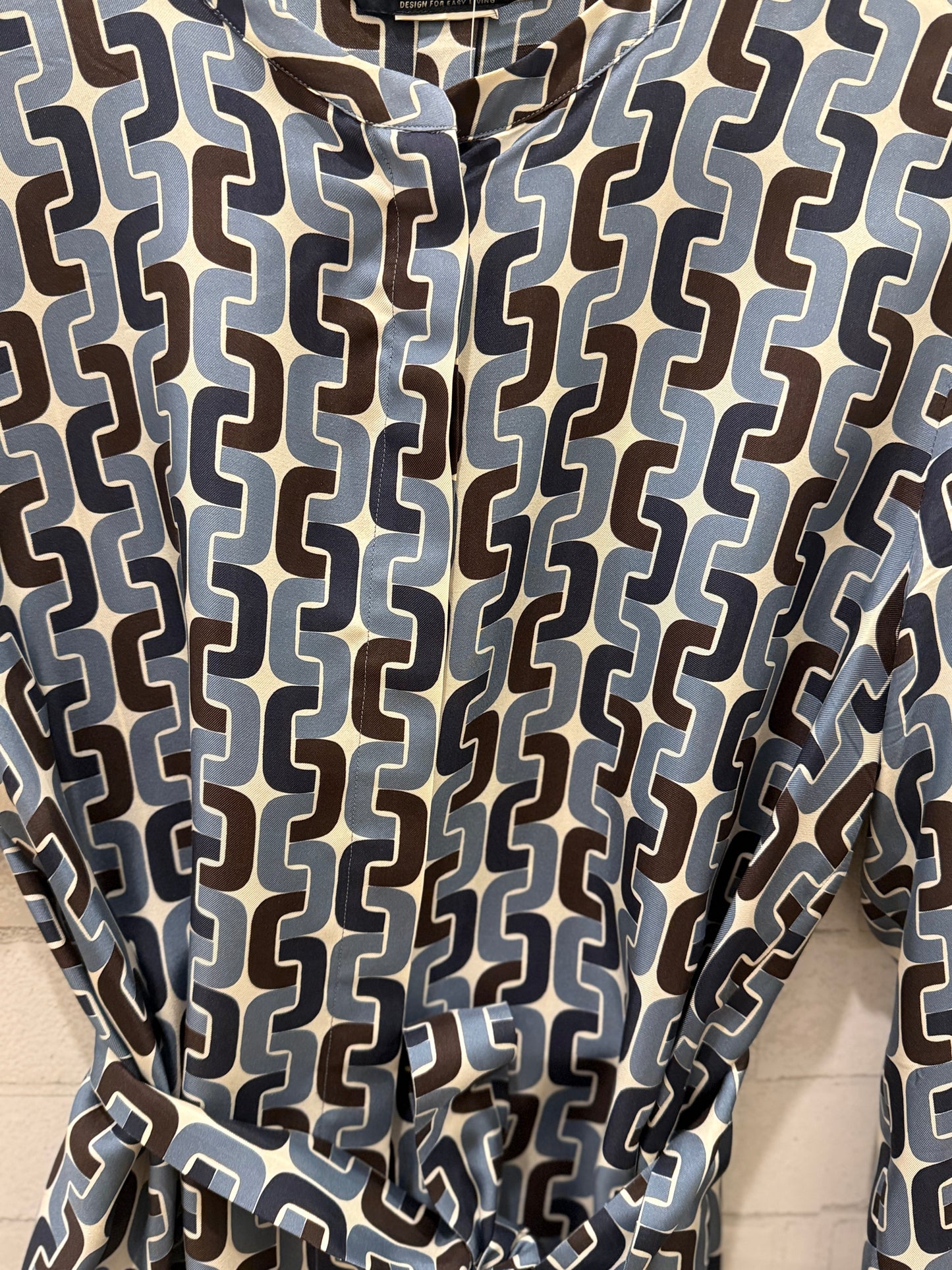 MAX MARA Silk Graphic Printed LS Tunique with Belt /XL