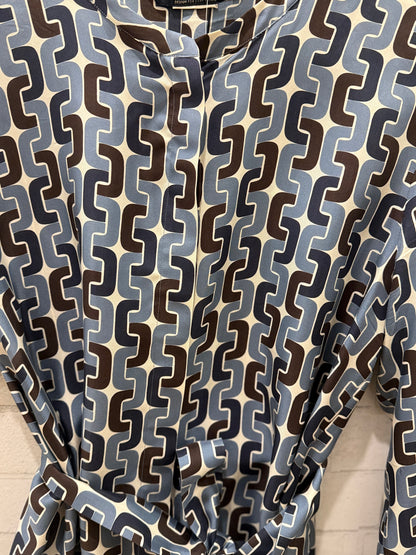 MAX MARA Silk Graphic Printed LS Tunique with Belt /XL