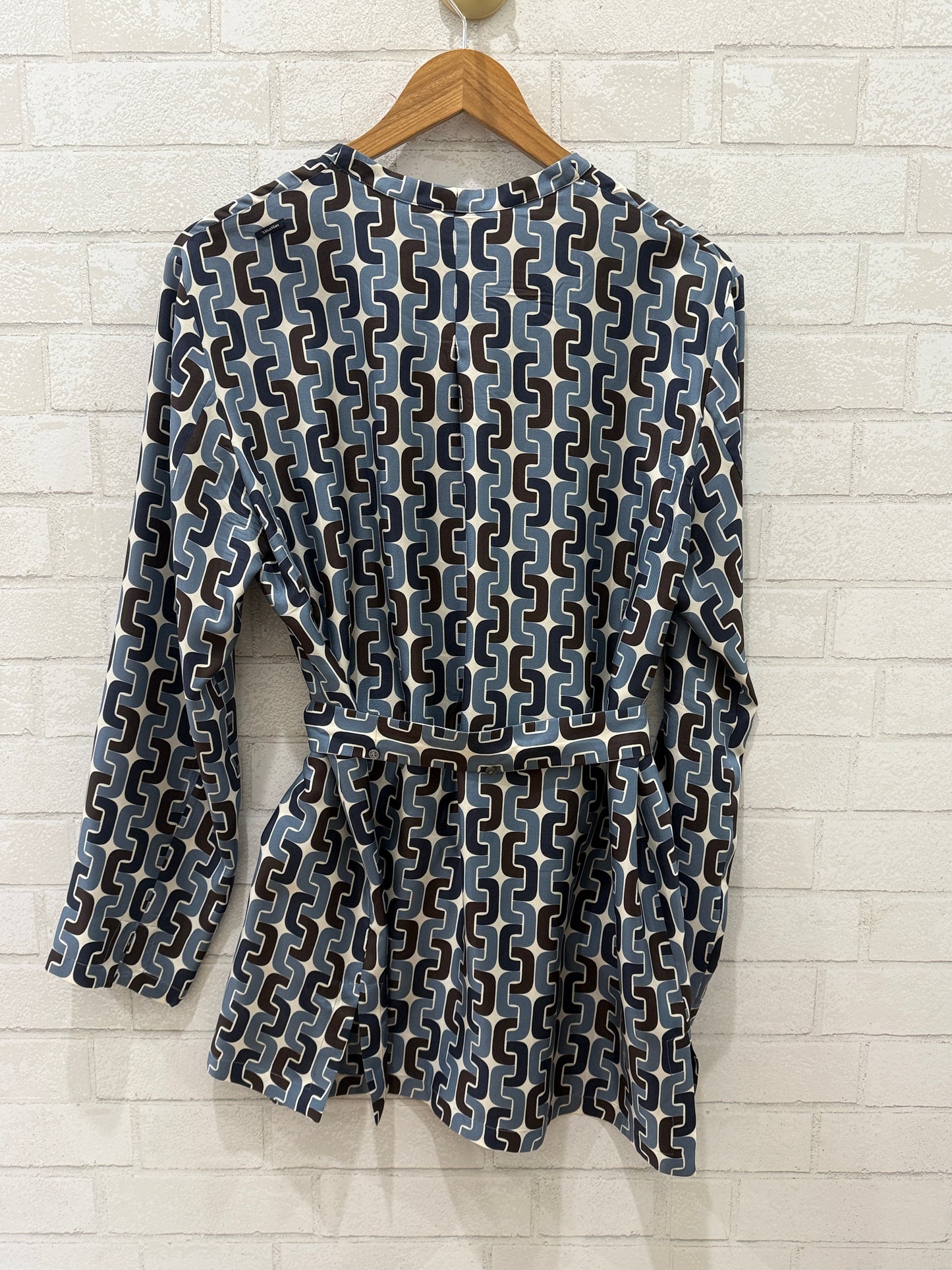 MAX MARA Silk Graphic Printed LS Tunique with Belt /XL