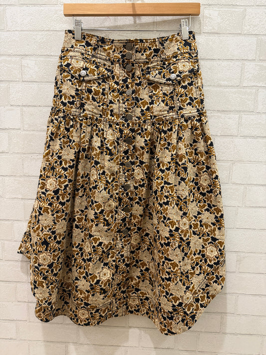 ULLA JOHNSON Printed Midi Skirt / S-US4