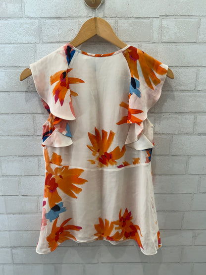 Draper James Silk Printed Sleeveless Ruffled Top / XS-US0
