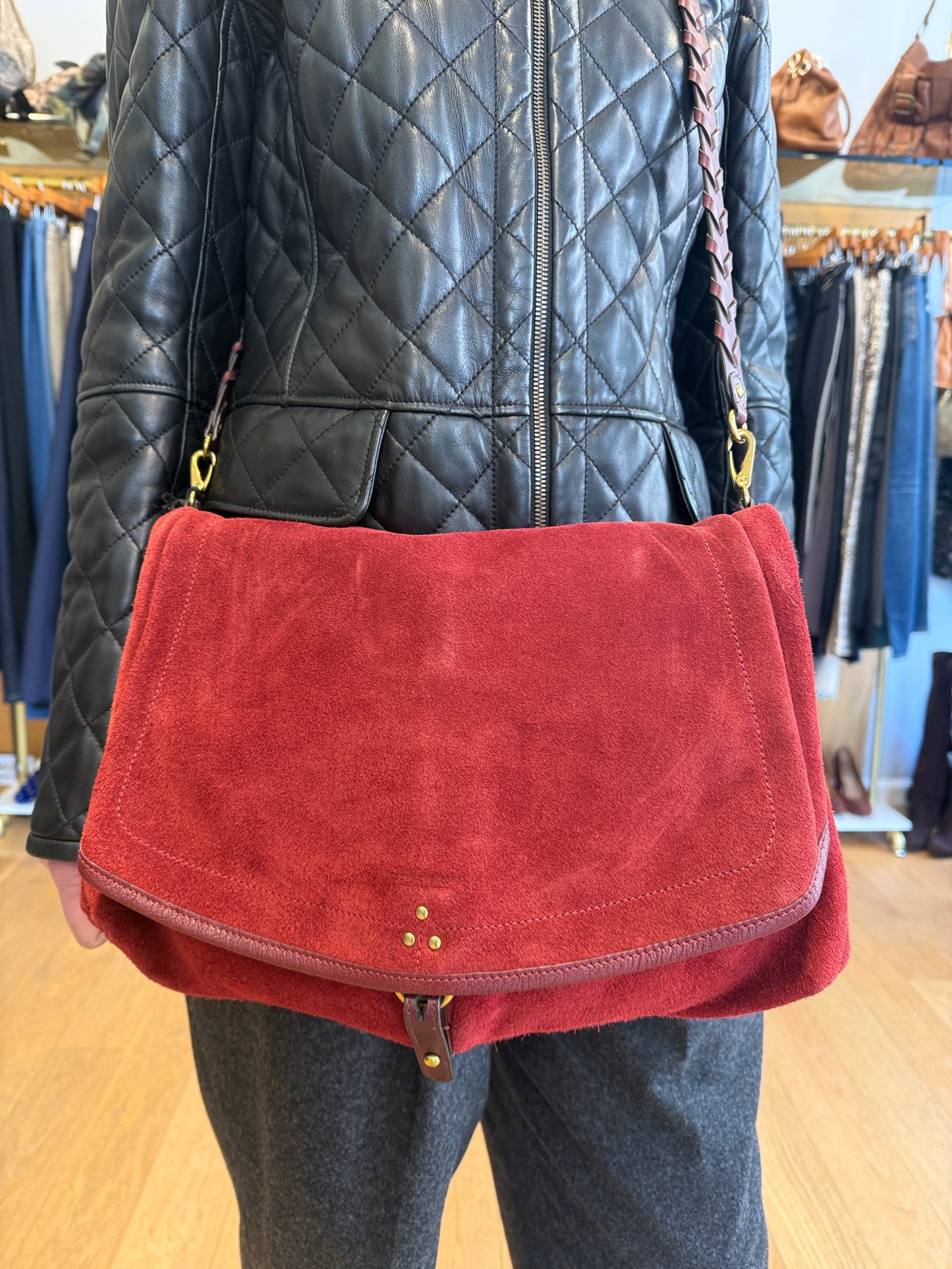 JEROME DREYFUSS Suede Andy Shoulder Bag