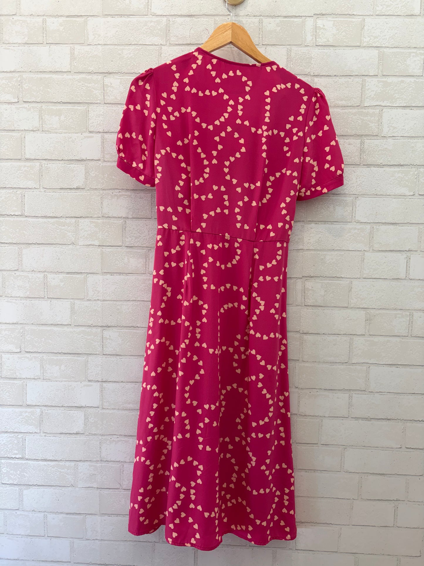 HVN Midi Hearts Print Silk Dress / S-US4