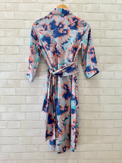 LE SARTE PETTEGOLE Silk Belted Flower Print Mini Dress / S-IT40