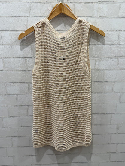 REISS Linen Knitted Sleeveless Top/S