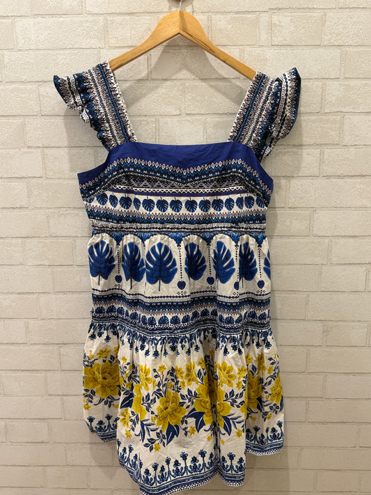 FARM RIO NWT  Cotton Floral Print Sleeveless Mini Smock Dress/L