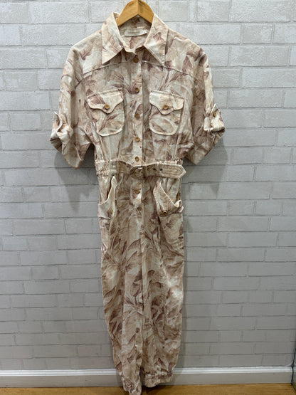 ZIMMERMANN Linen SS Leaf Print Jumpsuit/S-US2