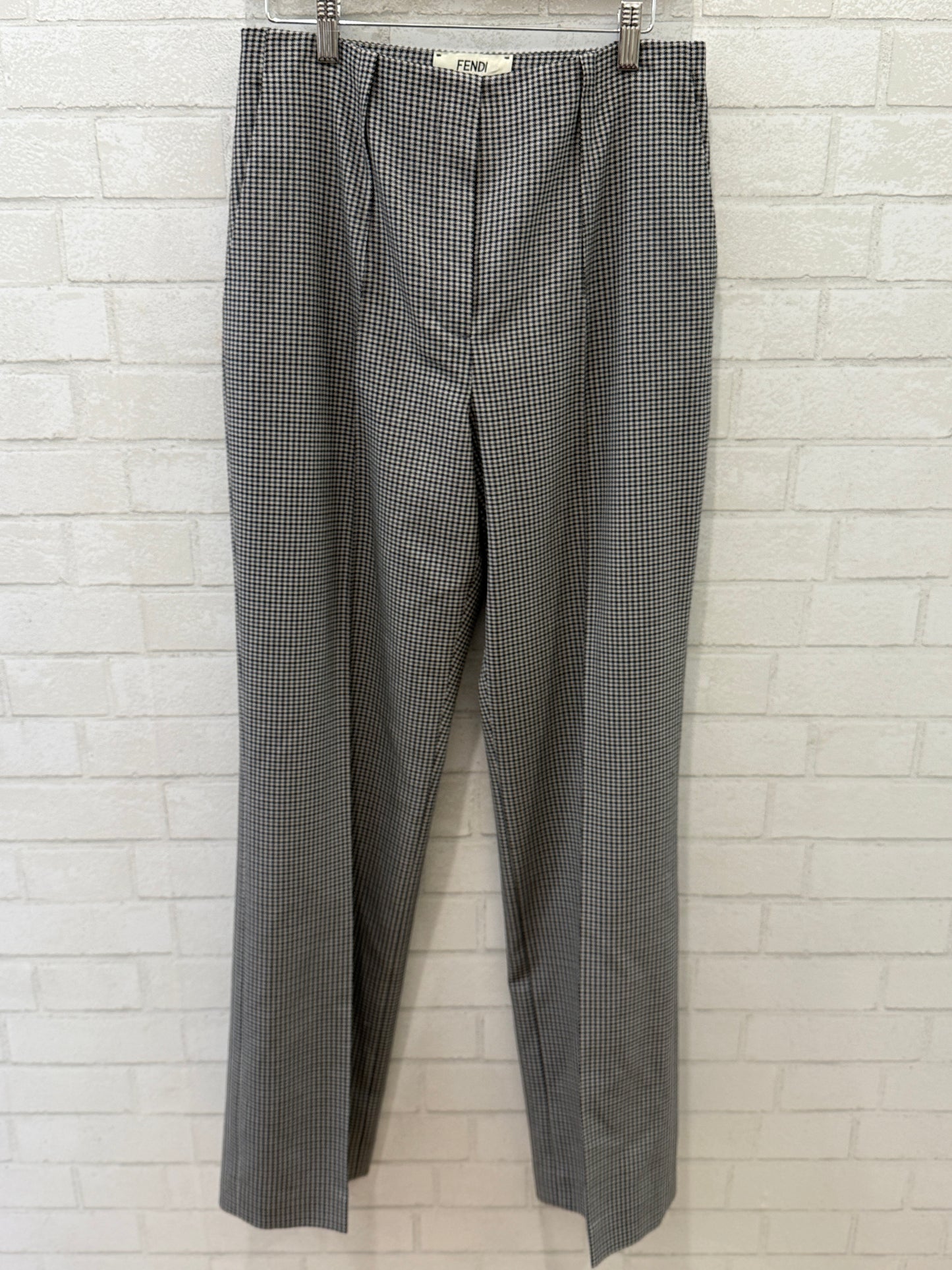 FENDI NWT Wool Houndtooth High Rise  Straight Leg Trousers/S-IT42