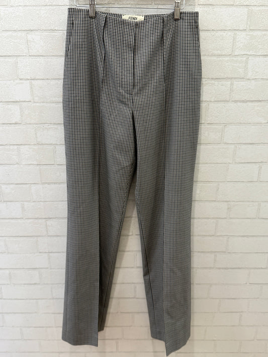 FENDI NWT Wool Houndtooth High Rise  Straight Leg Trousers/S-IT42