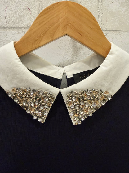 TED BAKER 1-in-one Embellished Collar Sweater / S-UK2