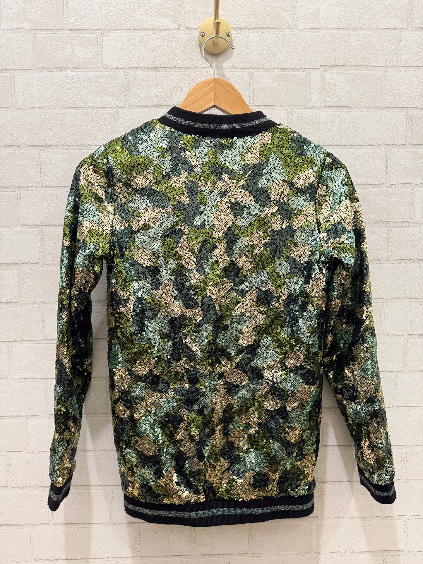 DESIGUAL Sequin Camouflage Bomber Jacket / 13-14Y
