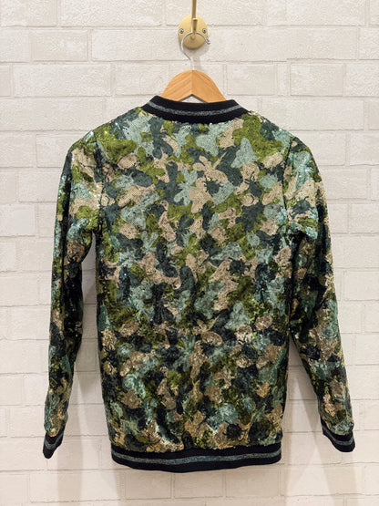 DESIGUAL Sequin Camouflage Bomber Jacket / 13-14Y