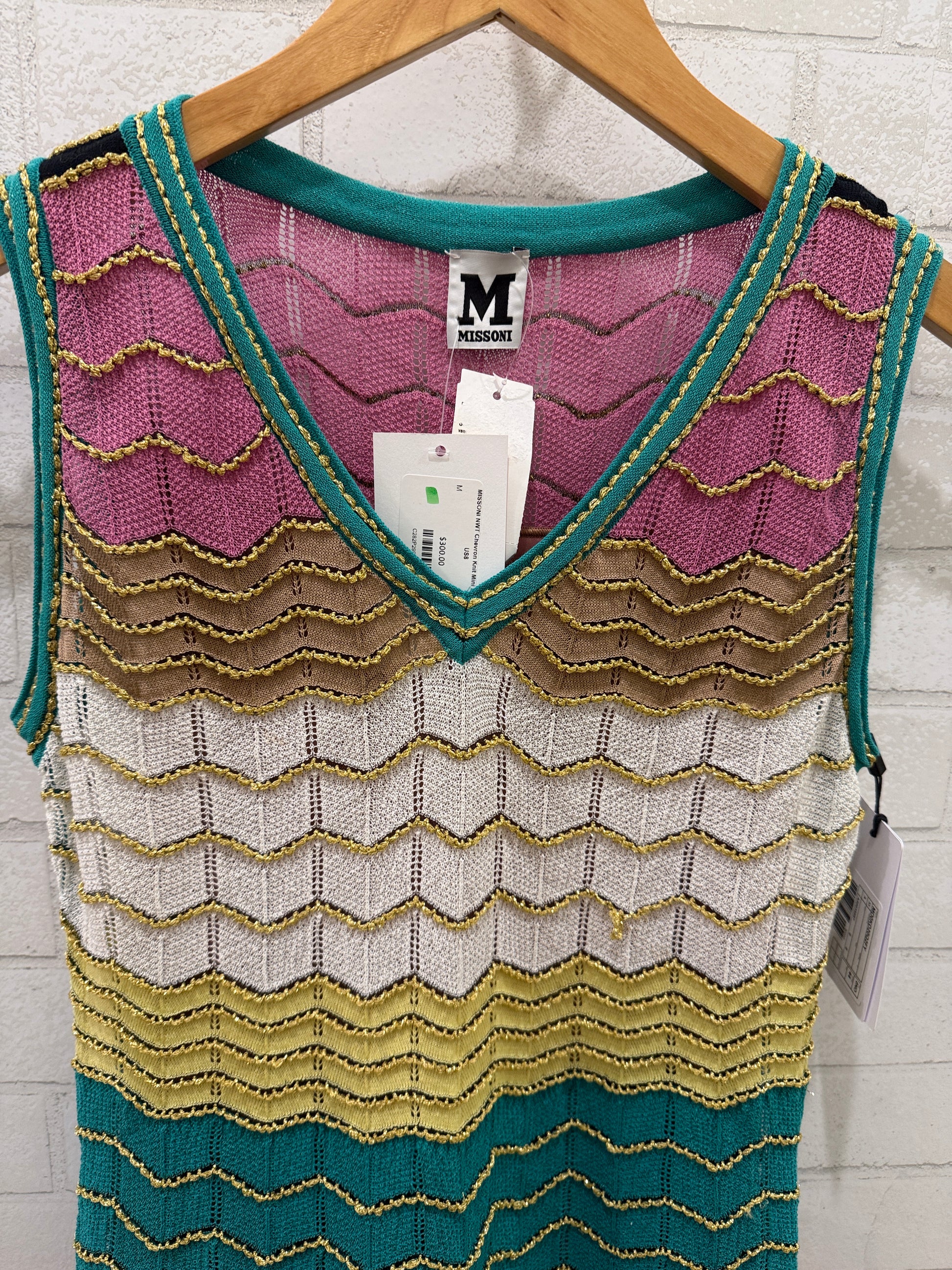 m missoni mini dress MISSONI NWT Chevron Knit Mini Dress / M-US8
