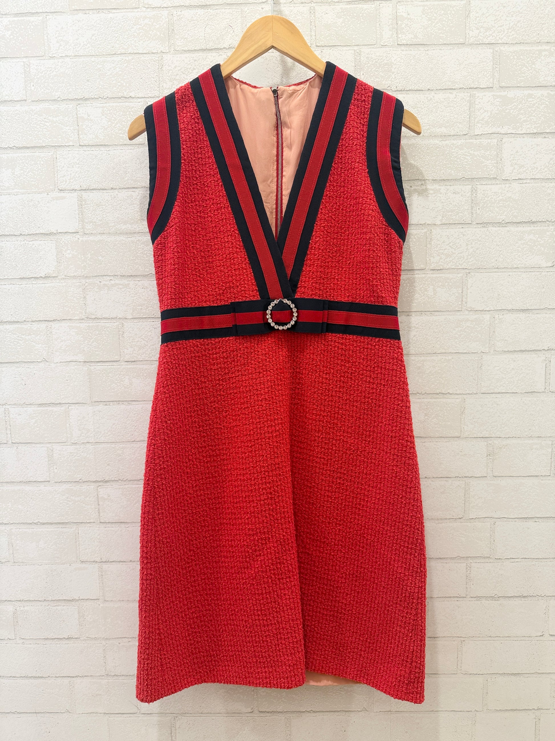 Gucci Light Tweed with Web Detail Dress, Women's, 8