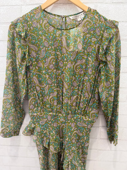 VERONICA BEARD Silk LS VNeck Ruffle Maxi Dress/S-US4